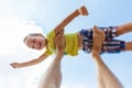 Flying boy like super hero Royalty Free Stock Photo