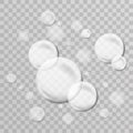 Flying bubbles foam transparent background design vector illustration