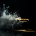 Bullet on a black background in smoke Royalty Free Stock Photo