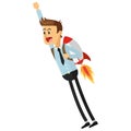 flying businessman with jetpack icon