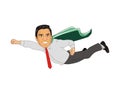 Flying bussinesman with cape cartoon illustration Royalty Free Stock Photo