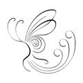 Flying butterfly continuous line drawing element