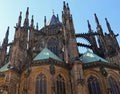 flying buttress and spires of Saint Vitus Cathedral in Prague Royalty Free Stock Photo
