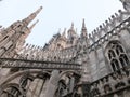 Flying Buttresses and Detail of Milan Cathedral Royalty Free Stock Photo