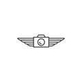 Flying camera, photo and wing. Vector logo icon template