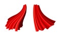 Flying capes set. Red carnival cloak, costume for superhero or vampire cartoon vector illustration Royalty Free Stock Photo