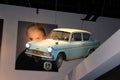 Flying car against the picture of Malfoy at Warner Bros. Studios, London, UK , Making of Harry Potter Studio Tour