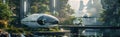 Flying car. City of the future. Fantastic architecture.generative ai Royalty Free Stock Photo
