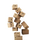 Flying a cardboard box on white background. 3d renderin Royalty Free Stock Photo