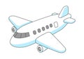 Flying cartoon airplane. Travel illustration and tourism item. Royalty Free Stock Photo