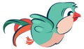 Flying cartoon bird. Colorful funny character animal Royalty Free Stock Photo