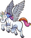 Flying cartoon colorful Pegasus unicorn