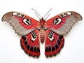 Flying Cecropia moth isolated on white Royalty Free Stock Photo