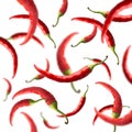 Flying chilipepper isolated on white background, pattern