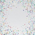 Flying christmas confetti, anniversary celebration, happy birthday party vector background