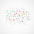 Flying christmas confetti, anniversary celebration, happy birthday party vector background