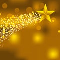 Flying Christmas star over defocused golden background Royalty Free Stock Photo