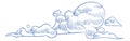 Flying cloud icon. Windy sky sketch drawing Royalty Free Stock Photo