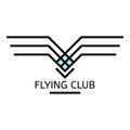 Flying club logo, outline style Royalty Free Stock Photo