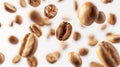 The flying coffee beans.AI generated image Royalty Free Stock Photo