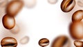 Flying Coffee Beans Vector 3d Background or Pattern