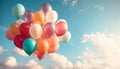 Flying colorful balloons bring joy and celebration generated by AI