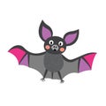 Flying colorful Bat cartoon character.