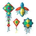 Flying colorful kite vector illustration. Royalty Free Stock Photo