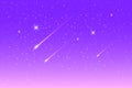 Flying comets against the background of the galaxy in pastel colors. Stardust and bright shining stars in the universe. Realistic Royalty Free Stock Photo