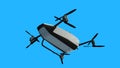 flying copter car, drone. future concept. Green screen isolate. 3d rendering. Royalty Free Stock Photo