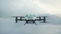 flying copter car, drone with people. future concept. 3d rendering. Royalty Free Stock Photo