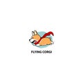 Flying corgi, funny dog with red cape