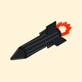 Flying cruise missile. Hand drawn vector illustration isolated.