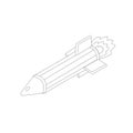 Flying cruise missile. Line art sketch picture.