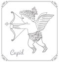 Flying Cupid With Arch Cartoon