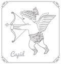 Flying Cupid With Arch Cartoon Royalty Free Stock Photo