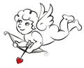 Flying Cupid with bow and arrow