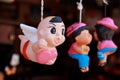 Flying Cupid clay doll for background. valentine love concept.