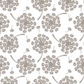 Flying dandelion grey seamless vector pattern.