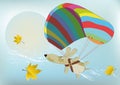 Flying dog with the parachute Royalty Free Stock Photo