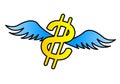 Flying dollar money concept Royalty Free Stock Photo