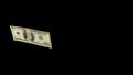 Flying dollars isolated on black background close-up Royalty Free Stock Photo