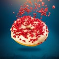 Flying donut with icing Royalty Free Stock Photo