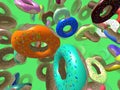 Flying donuts generated 3D background