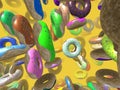 Flying donuts generated 3D background