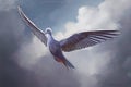 flying dove, concept art illustration of a pidgeon, ai generated image