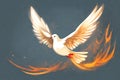 Flying dove of peace with fire Generated Ai Royalty Free Stock Photo