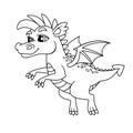 Flying dragon. Black and white vector illustration Royalty Free Stock Photo