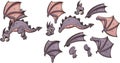 Flying cartoon dragon with different parts