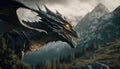 Flying dragon realistic look, generative AI